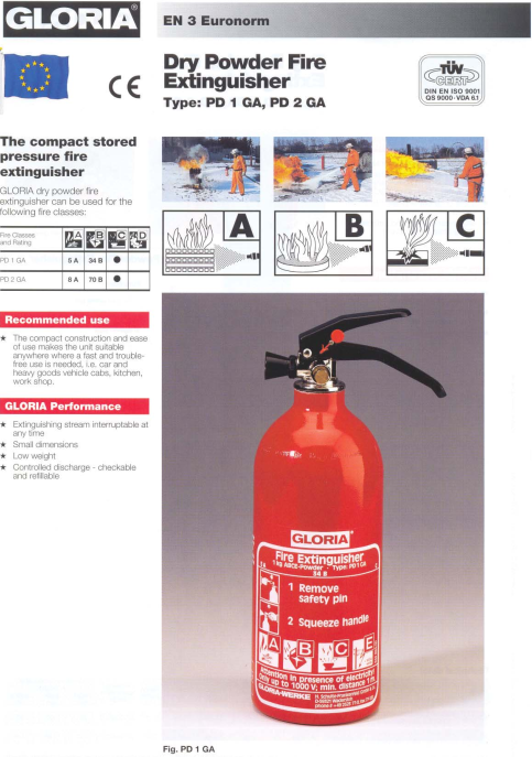 Compact German-Engineered 1kg DCP Fire Extinguisher – EN3, MED & BSI certified for quick-response protection in vehicles and confined spaces.