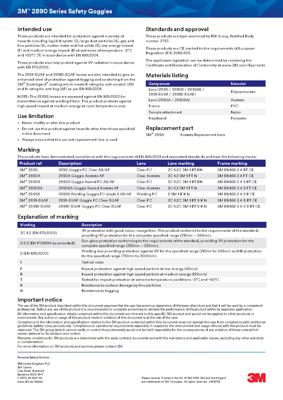 3M™ Safety Goggles 2890, Sealed, Clear Lens: Sealed, anti-fog safety goggles with wide vision and impact resistance—ideal for dusty, high-risk industrial environments. - Image 3