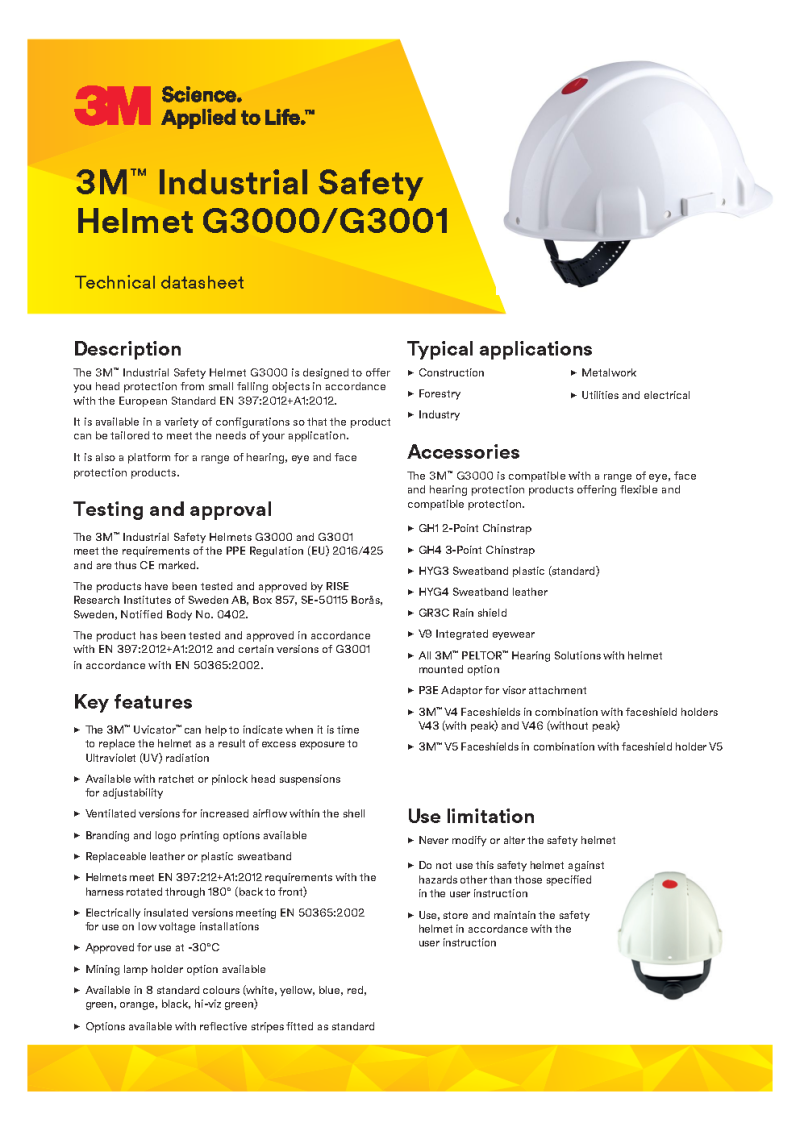 3M™ G3001NUV-VI White Hard Hat: The smart hard hat that tells you when to replace it. - Image 2