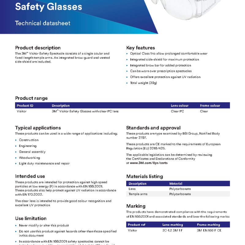 3M Visitor Safety Overspectacles, Clear Lens, Model 71448-00001: Clear, lightweight safety overspectacles with side protection—ideal for visitors and short-term industrial use.