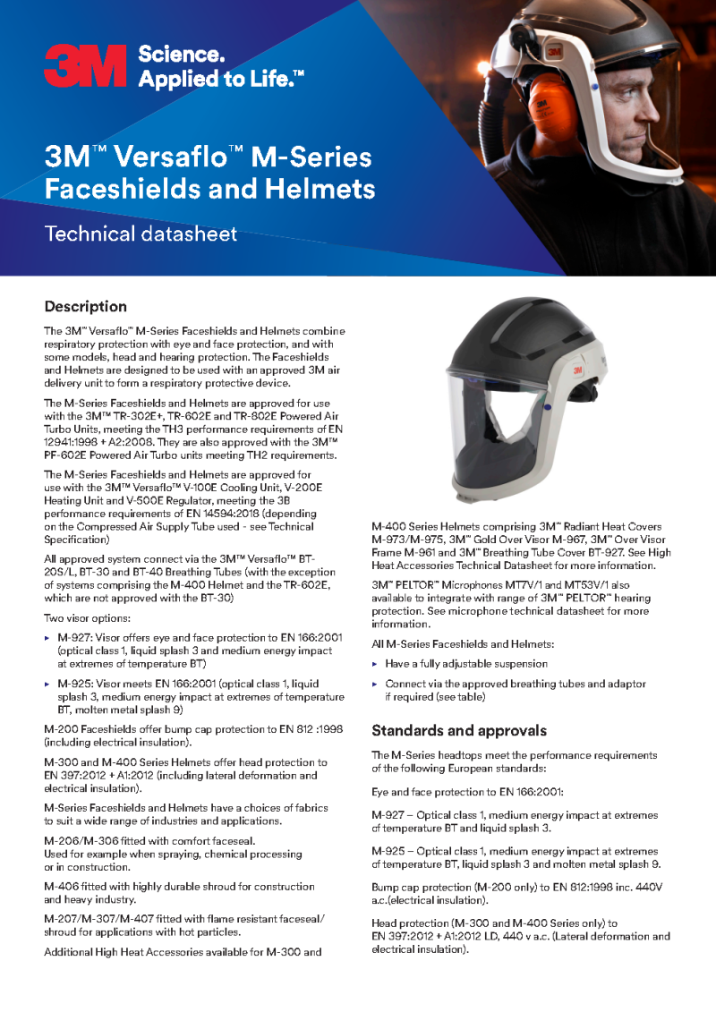3M™ Versaflo™ Faceshield with Comfort Faceseal, M-206 - Lightweight, protective faceshield with comfort faceseal—engineered for all-day wear in demanding environments. - Image 2