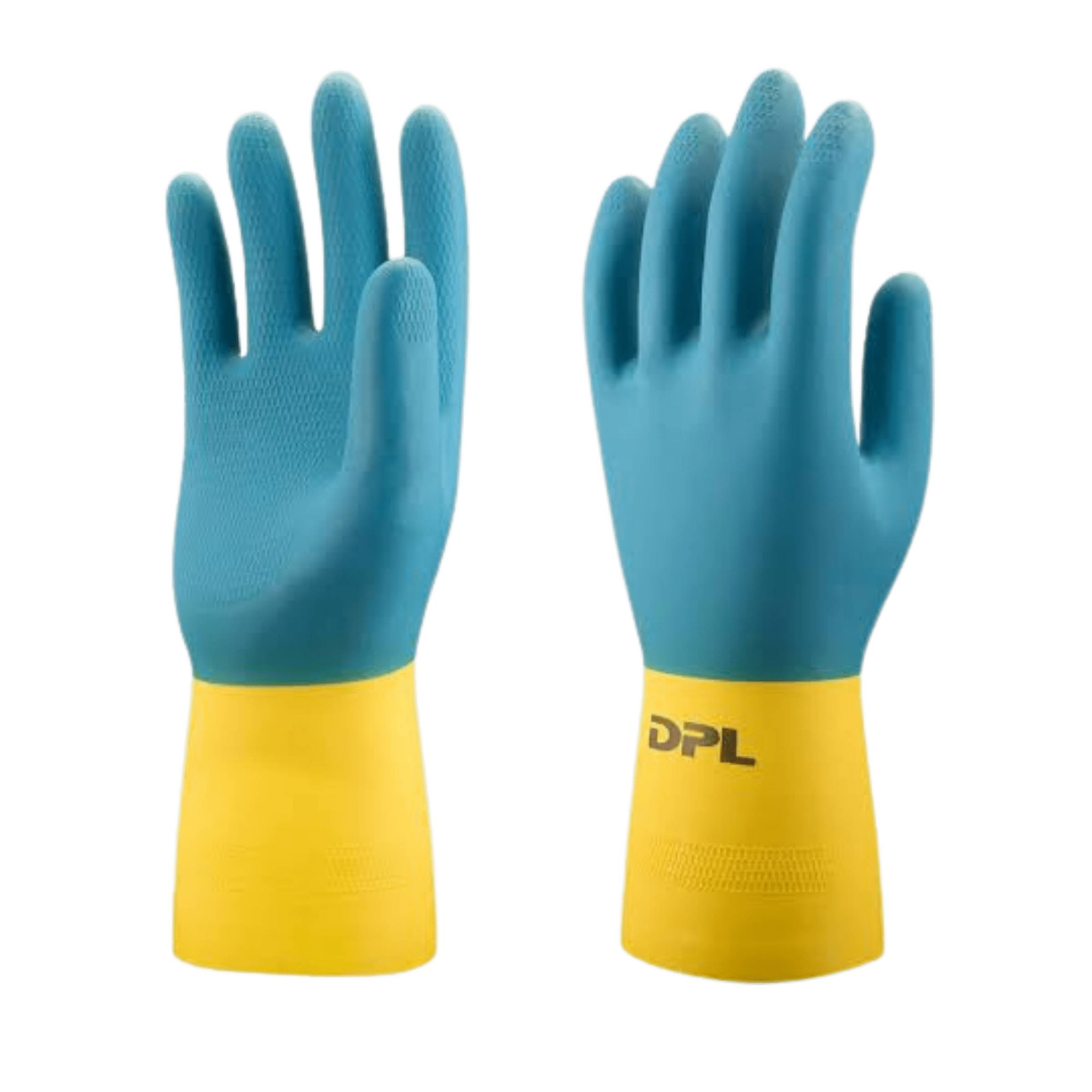 Conqueror II blue and yellow chemical resistant gloves